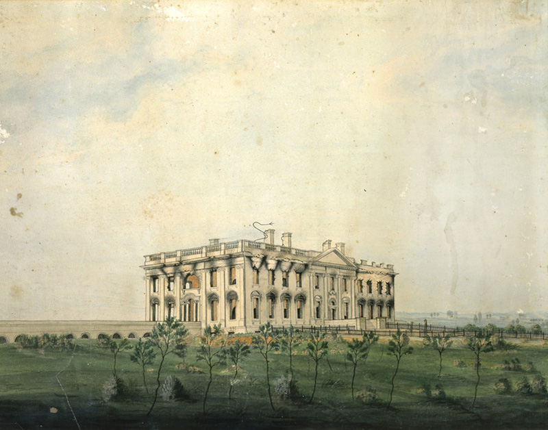 Engraving of the White House by William Strickland