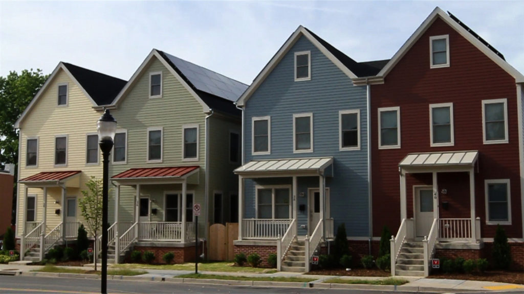 North Pointe GeoSolar townhomes in a row